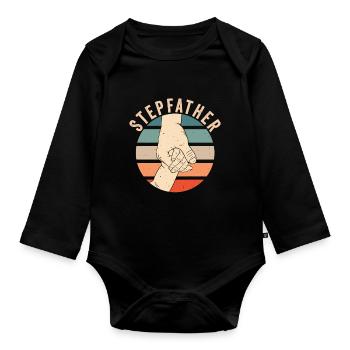 Stiefvater Vatertag Stiefpapa Stepdad - Baby Bio-Langarm-Body - Schwarz - Vorne