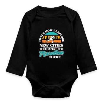 Marathon Competition Sport Ultramarathon Battle - Organic Longsleeve Baby Bodysuit - black - Front