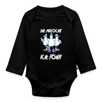 Nordsee Tauben Föhr - Baby Bio-Langarm-Body - Schwarz - Vorne