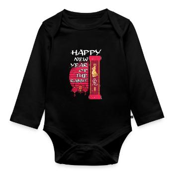 Nouvel An chinois - Année du lapin 2023 - Body Bébé bio manches longues - noir - Devant