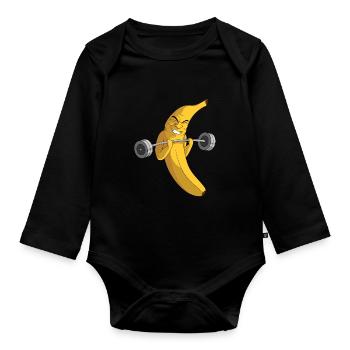 Fitnessstudio Muskeln Krafttraining bodybuilding - Baby Bio-Langarm-Body - Schwarz - Vorne