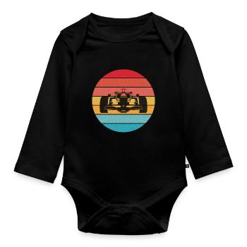 Colorful Elephant Art In Retro Pastel Colors For - Organic Longsleeve Baby Bodysuit - black - Front