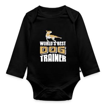World's Best DOG Trainer Cool Retro Dog Training - Organic Longsleeve Baby Bodysuit - black - Front