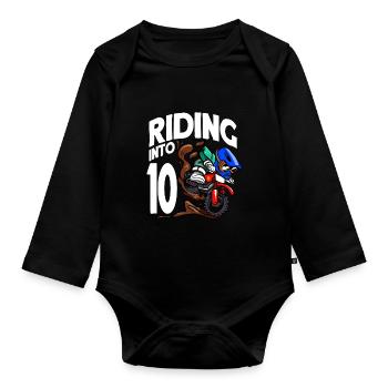 Rouler dans 10 Anniversaire Pilote Motocross Anniversaire - Body Bébé bio manches longues - noir - Devant