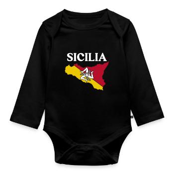 Sizilien flagge Sizilien Palermo Italien - Baby Bio-Langarm-Body - Schwarz - Vorne