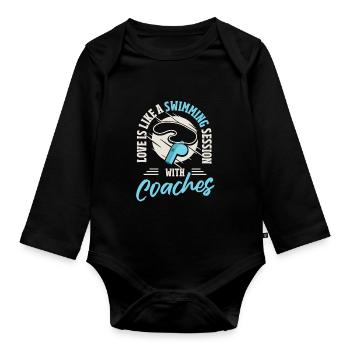 Trainer Ausbilder Coaching Schwimmen Sporttrainer - Baby Bio-Langarm-Body - Schwarz - Vorne