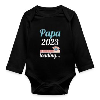 Vater 2023 Schwanger Werdender Papa - Baby Bio-Langarm-Body - Schwarz - Vorne