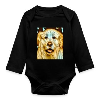 Golden Retriever Portrait Cubisme Chien - Body Bébé bio manches longues - noir - Devant