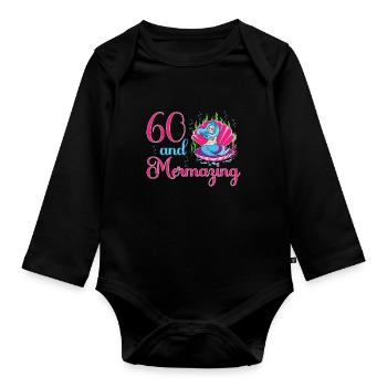 Sirène 60ème anniversaire mermazing 60 ans - Body Bébé bio manches longues - noir - Devant