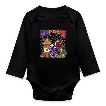 Hallothanksmas Café Latte Halloween Noël - Body Bébé bio manches longues - noir - Devant