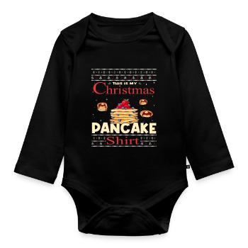 Dies Ist Mein Weihnachtspfannkuchen - Baby Bio-Langarm-Body - Schwarz - Vorne