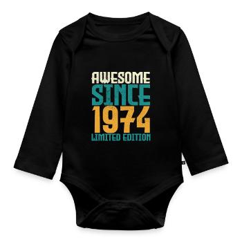 Awesome Since 1974 limited edition. - Organic Longsleeve Baby Bodysuit - black - Front