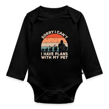 I can't I have plans with my cat - Organic Longsleeve Baby Bodysuit - black - Front