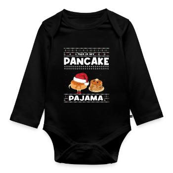 Weihnachtspfannkuchen Pajama - Baby Bio-Langarm-Body - Schwarz - Vorne
