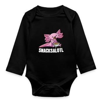 Snacksalotl Axolotl Salamandre Snaxolotl - Body Bébé bio manches longues - noir - Devant