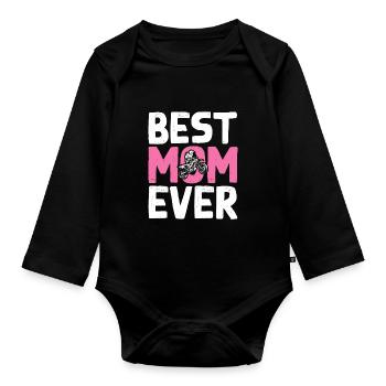 Dirt Bike Biker Best Mother Ever - Organic Longsleeve Baby Bodysuit - black - Front