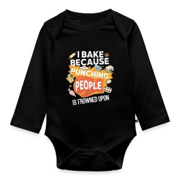 Backen Geschenk Bäcker - Baby Bio-Langarm-Body - Schwarz - Vorne