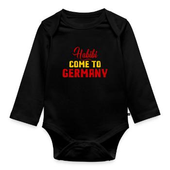 Habibi Come To Germany - Organic Longsleeve Baby Bodysuit - black - Front