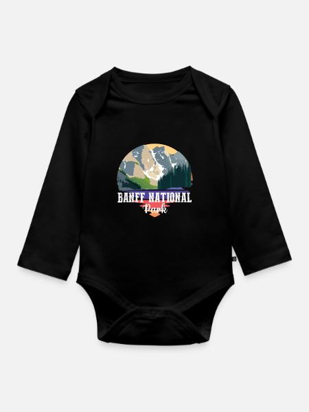 Banff Alberta Canada Campground Lake Louise Nati - Organic Longsleeve Baby Bodysuit - black