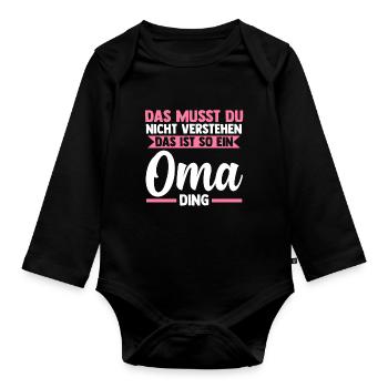Großmutter Großmama Omi Oma - Baby Bio-Langarm-Body - Schwarz - Vorne
