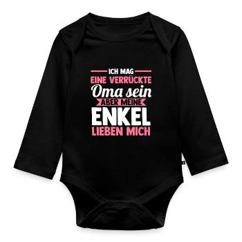 Großmutter Großmama Omi Oma - Baby Bio-Langarm-Body - Schwarz - Vorne