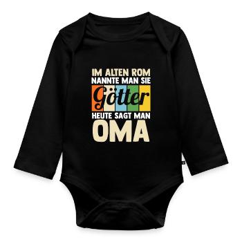 Großmutter Großmama Omi Oma - Baby Bio-Langarm-Body - Schwarz - Vorne