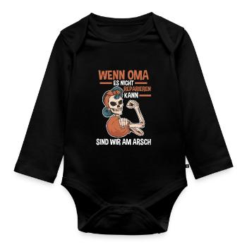 Großmutter Großmama Omi Oma - Baby Bio-Langarm-Body - Schwarz - Vorne