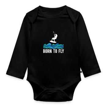 Kitesurf Kitesurfen Kitesurfeur - Body Bébé bio manches longues - noir - Devant