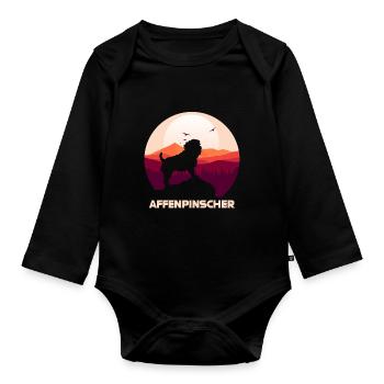 Chiens Affenpinscher - Body Bébé bio manches longues - noir - Devant