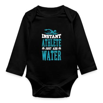 Nageur Natation Instant Athlete Just Water - Body Bébé bio manches longues - noir - Devant