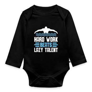 Schimmer Hard Work Beats Lazy Talent - Baby Bio-Langarm-Body - Schwarz - Vorne