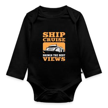Ship Cruise Brings The Best Views Cruising - Organic Longsleeve Baby Bodysuit - black - Front