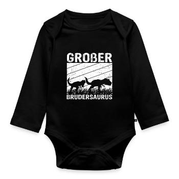Großer Brudersaurus T-Rex Dino Geschenk Großer Bru - Baby Bio-Langarm-Body - Schwarz - Vorne