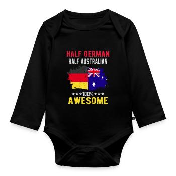 Halb Deutsch Halb Australier - Baby Bio-Langarm-Body - Schwarz - Vorne