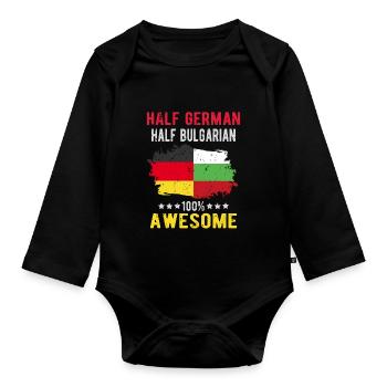 Halb Deutsch Halb Bulgare - Baby Bio-Langarm-Body - Schwarz - Vorne
