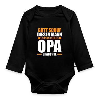 Großvater Großpapa Opi Opa - Baby Bio-Langarm-Body - Schwarz - Vorne
