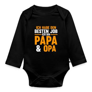Großvater Großpapa Opi Opa - Baby Bio-Langarm-Body - Schwarz - Vorne