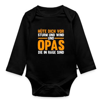 Großvater Großpapa Opi Opa - Baby Bio-Langarm-Body - Schwarz - Vorne