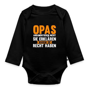 Großvater Großpapa Opi Opa - Baby Bio-Langarm-Body - Schwarz - Vorne