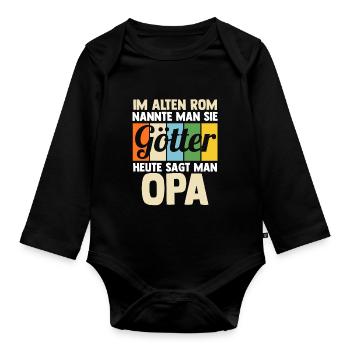 Großvater Großpapa Opi Opa - Baby Bio-Langarm-Body - Schwarz - Vorne