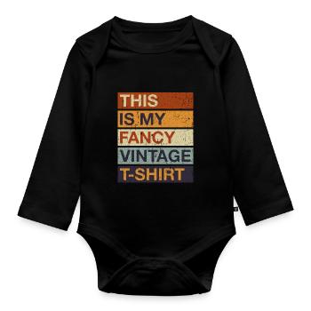 1980s 1990s retro This is my fancy Vintage - Organic Longsleeve Baby Bodysuit - black - Front