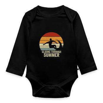 Surfez pendant l’été Vintage Surfing - Body Bébé bio manches longues - noir - Devant