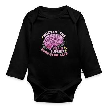 Brain Surgery Joke Brain Surgery Awareness Gift - Organic Longsleeve Baby Bodysuit - black - Front