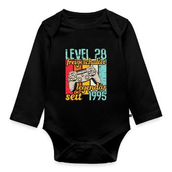 Level 28 freigeschaltet legendär seit 1995 - Baby Bio-Langarm-Body - Schwarz - Vorne