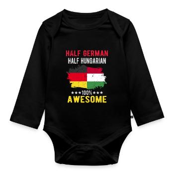 Halb Deutsch Halb Ungar - Baby Bio-Langarm-Body - Schwarz - Vorne