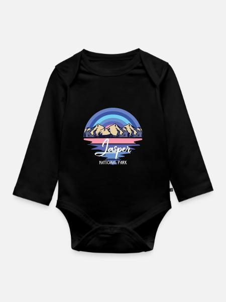 Jasper Canada National Park Icefields Waterfall - Organic Longsleeve Baby Bodysuit - black