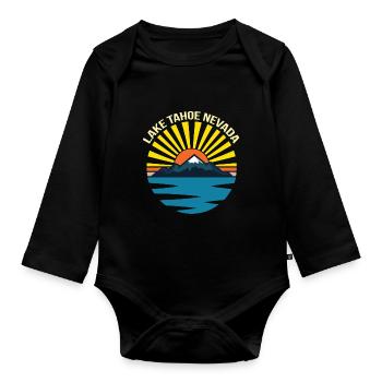 California Lake Tahoe Camping Hiking Nature Wildl - Organic Longsleeve Baby Bodysuit - black - Front