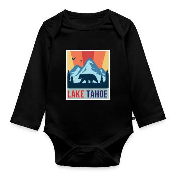 Lake Tahoe Grizzly Bear California Ski Mountains Cam - Organic Longsleeve Baby Bodysuit - black - Front