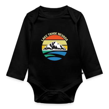 Mountains Lake Tahoe California Nature Camping Hike - Organic Longsleeve Baby Bodysuit - black - Front