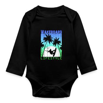 Wakeboard Wakeskate Water Sports Lifestyle Vintage - Organic Longsleeve Baby Bodysuit - black - Front